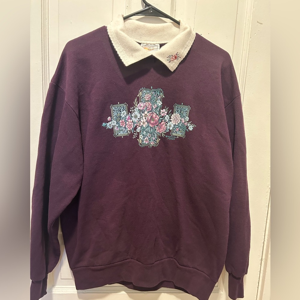 Vintage Morning Sun Floral Collared Sweatshirt